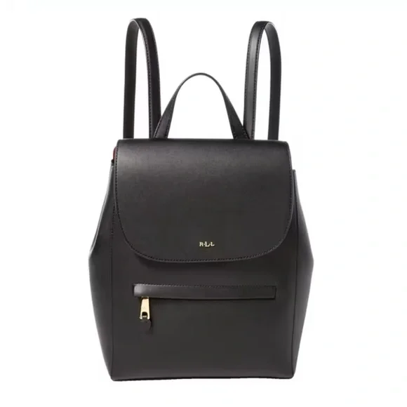 Lauren Ralph Lauren Dryden Ellen Black Leather Backpack - Picture 1 of 10